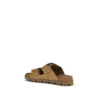 Prada Brown Calf Leather Bos Taurus Strap-On Sandals - Zeiniez