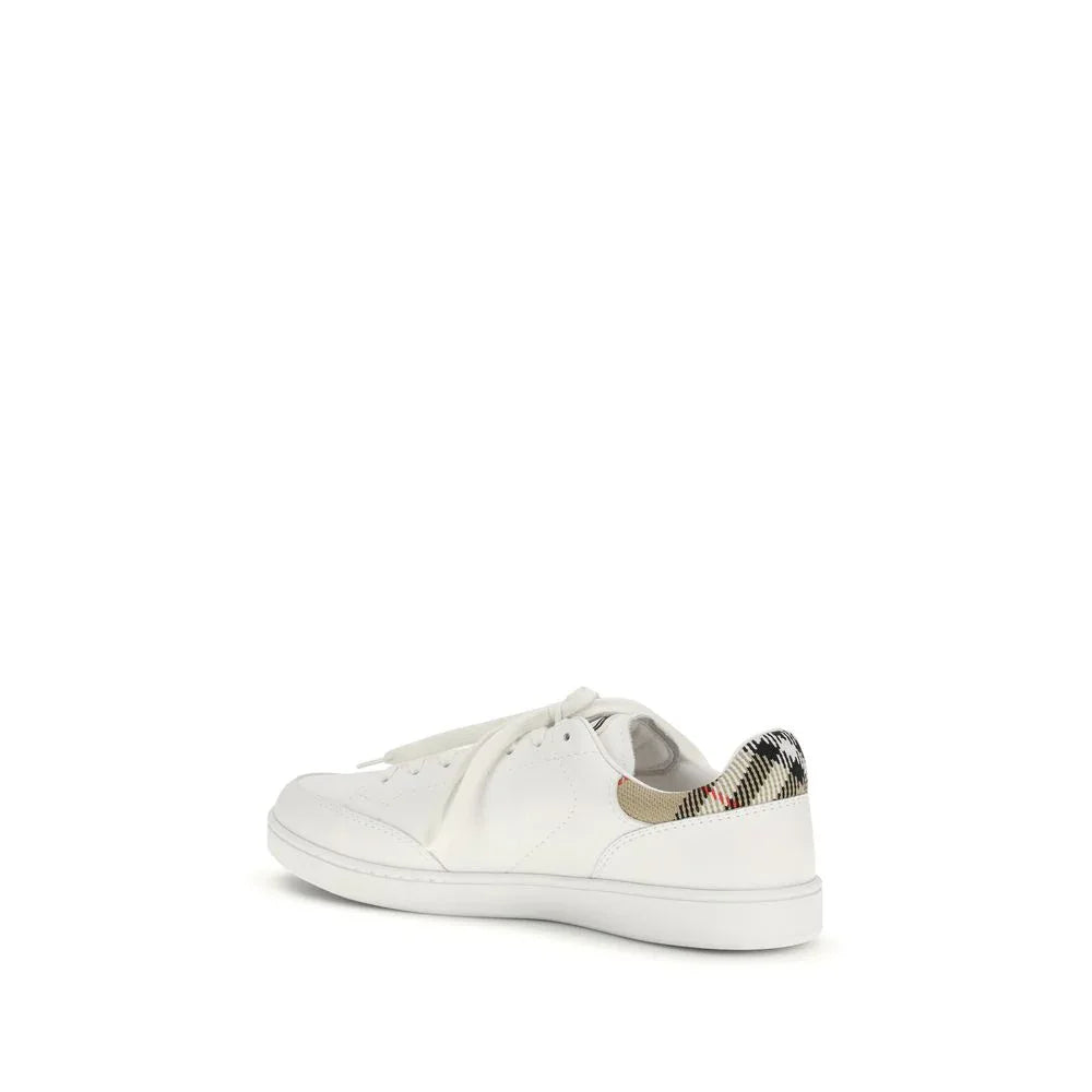 Burberry White Calf Leather Bos Taurus Low Top Sneakers - Zeiniez