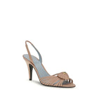 Valentino Garavani Beige Calf Leather Bos Taurus Stiletto Heel Sandals - Zeiniez