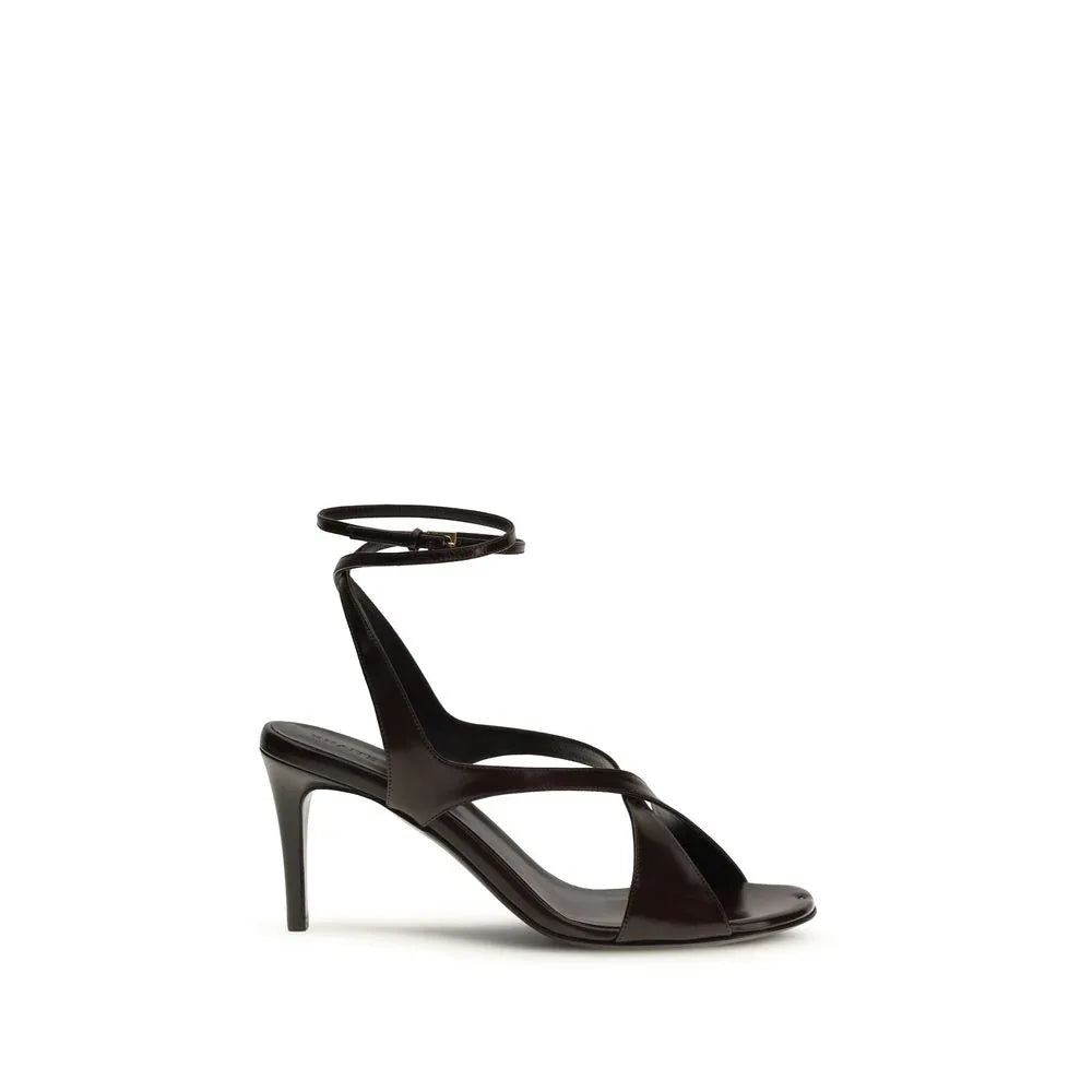 Khaite Black Calf Leather Bos Taurus Strap-On Sandals - Zeiniez