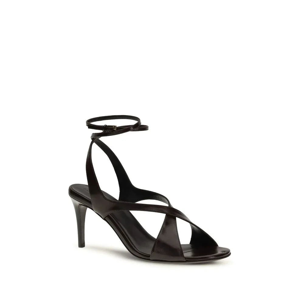 Khaite Black Calf Leather Bos Taurus Strap-On Sandals - Zeiniez