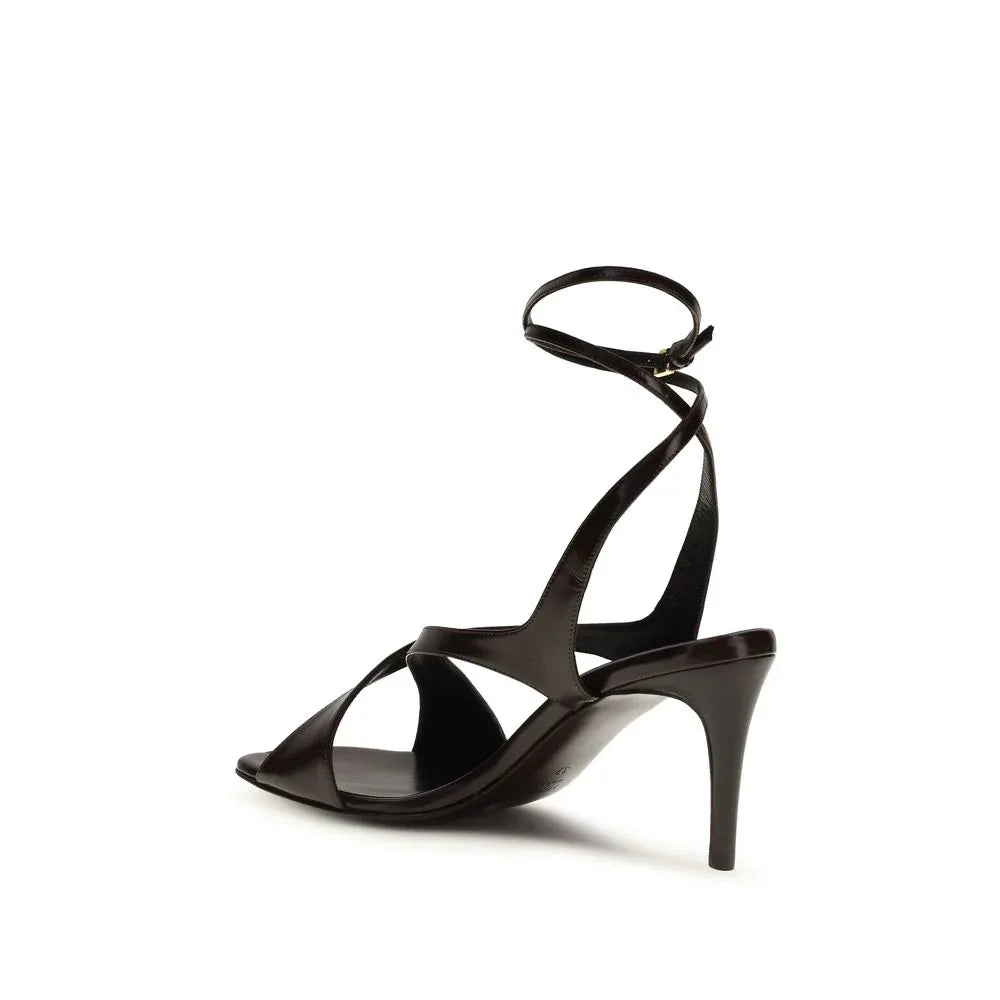 Khaite Black Calf Leather Bos Taurus Strap-On Sandals - Zeiniez