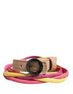Costume National Multicolor Twisted Leather Circle Buckle Belt - Zeiniez