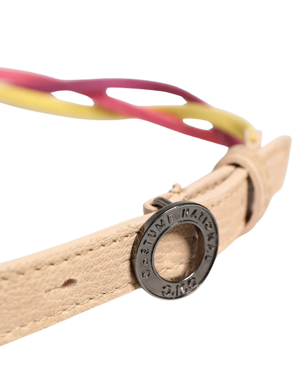 Costume National Multicolor Twisted Leather Circle Buckle Belt - Zeiniez