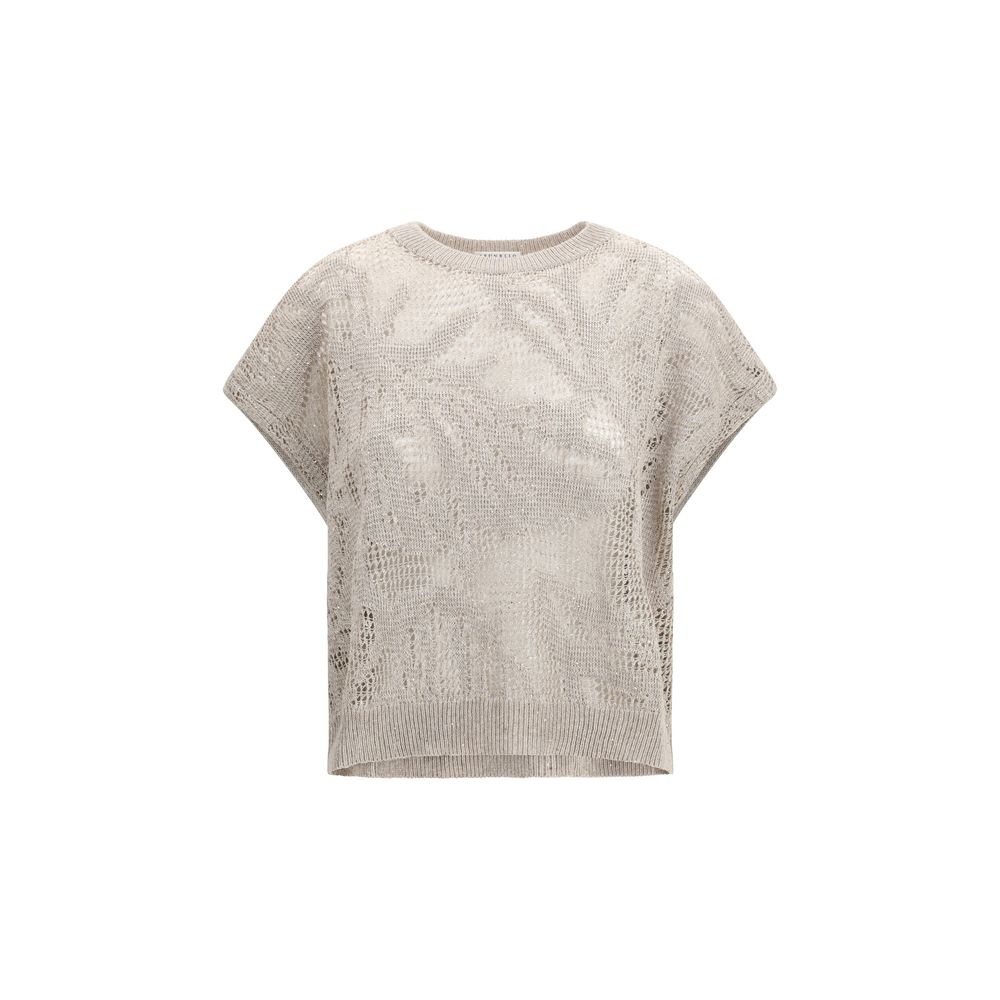 Brunello Cucinelli Beige Linen T-Shirt