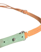 Scervino Street Brown Leather Silver Tone Buckle Waist Belt - Zeiniez