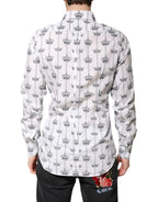 Dolce & Gabbana White GOLD Crown Cotton Dress Formal Shirt - Zeiniez