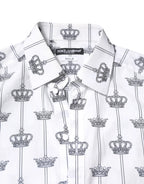 Dolce & Gabbana White GOLD Crown Cotton Dress Formal Shirt - Zeiniez
