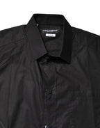 Dolce & Gabbana Black GOLD Cotton Collared Formal Dress Shirt