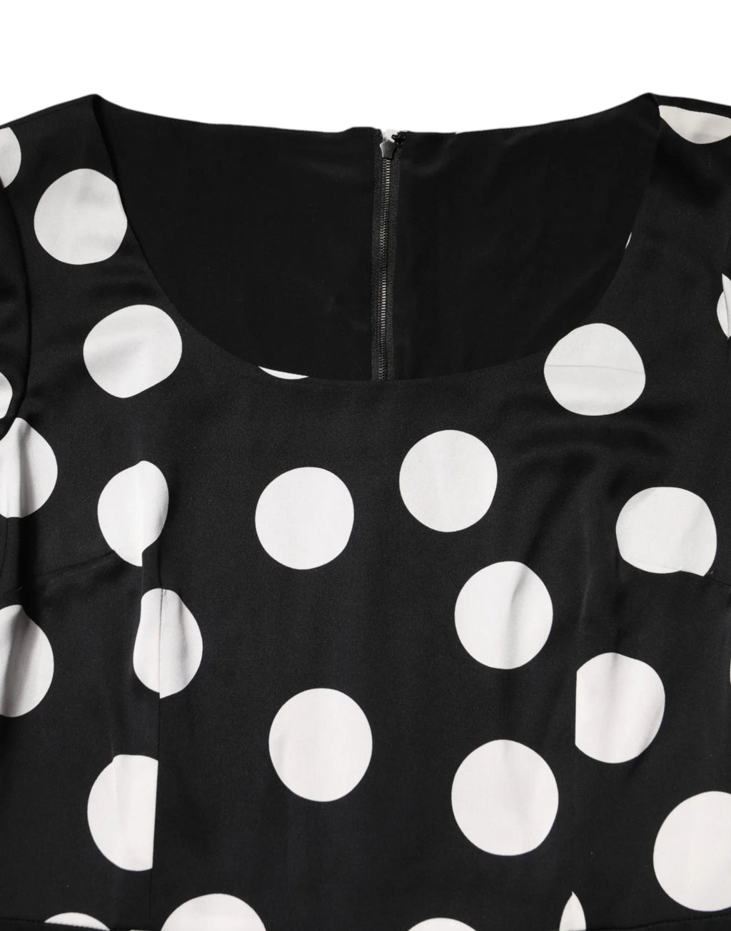 Dolce & Gabbana Black White Polka Dot Silk Sheath Midi Dress - Zeiniez