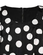Dolce & Gabbana Black White Polka Dot Silk Sheath Midi Dress - Zeiniez