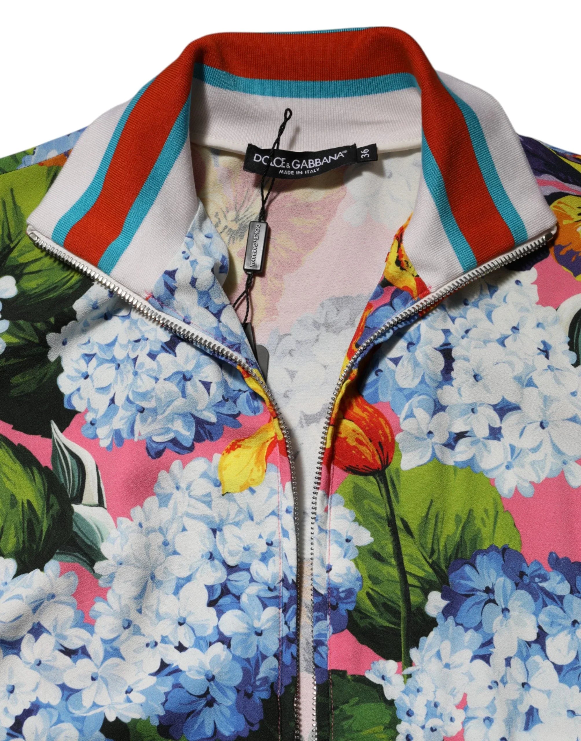 Dolce & Gabbana Multicolor Floral Print Zip Cardigan Jacket