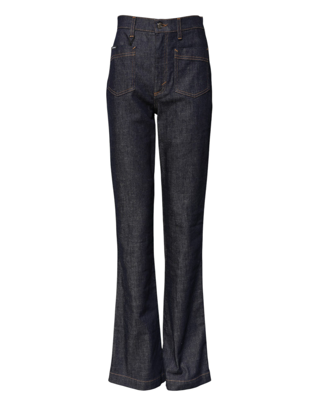 Dolce & Gabbana Dark Blue Cotton Flared Wide Leg Denim Jeans
