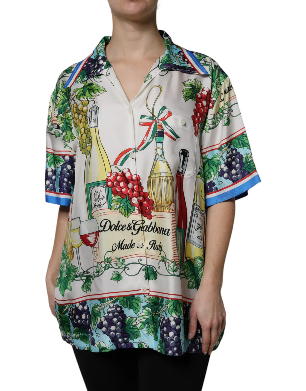 Dolce & Gabbana Multicolor Short Sleeve Silk Food Shirt Top - Zeiniez
