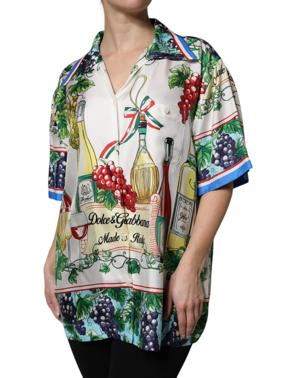 Dolce & Gabbana Multicolor Short Sleeve Silk Food Shirt Top - Zeiniez