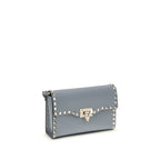 Valentino Garavani Blue Calf Leather Bos Taurus Shoulder Bag