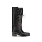 Paris Texas Black Calf Leather Bos Taurus Lace-Up Boots - Zeiniez