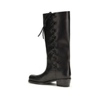 Paris Texas Black Calf Leather Bos Taurus Lace-Up Boots - Zeiniez