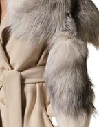 Dolce & Gabbana White Fox Fur Neck Wrap Warmer Winter Scarf