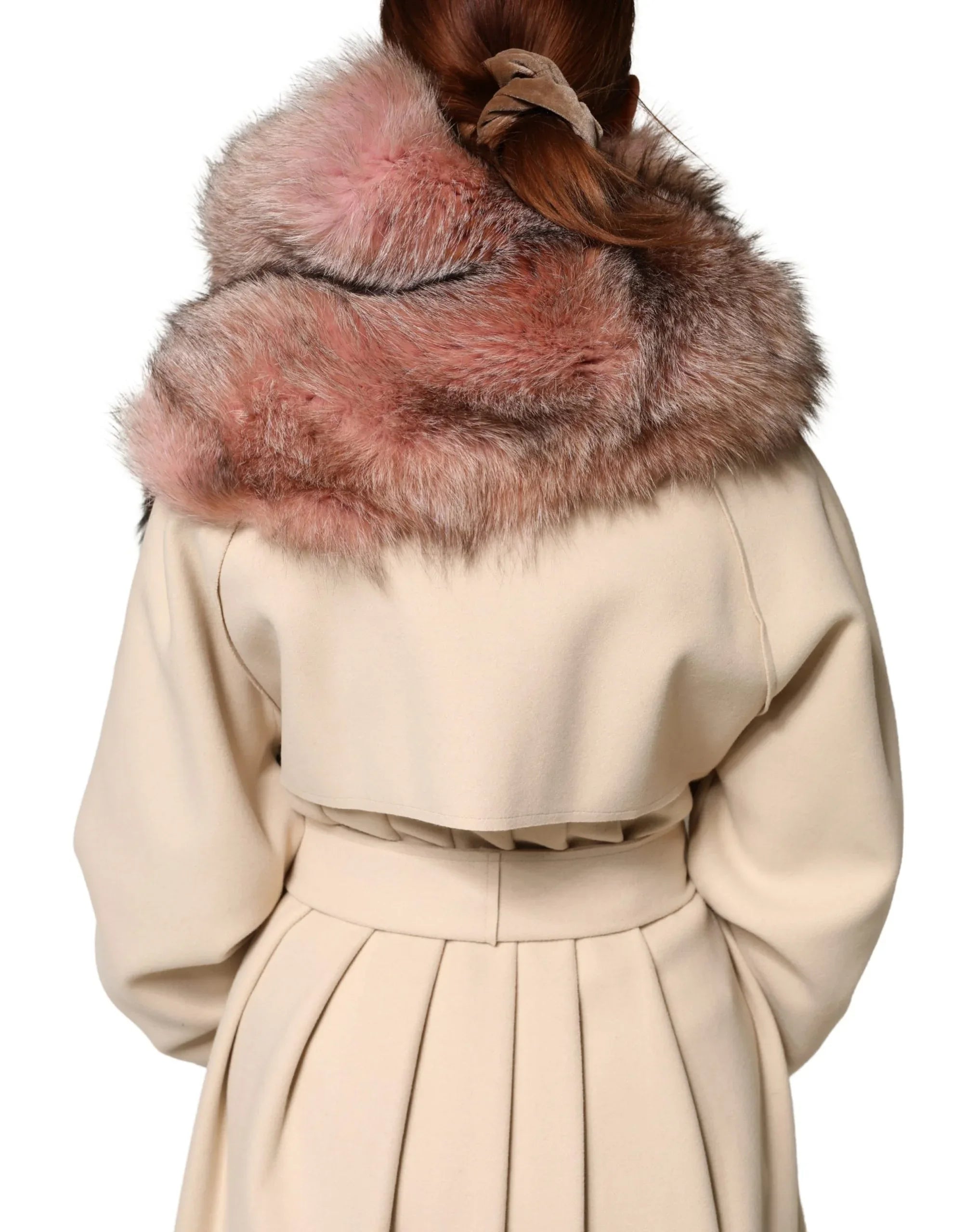 Dolce & Gabbana Pink Frost Fox Fur Neck Warmer Winter Scarf - Zeiniez