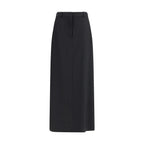 The Row Black Fleece Wool Long Skirt - Zeiniez