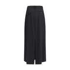 The Row Black Fleece Wool Long Skirt - Zeiniez