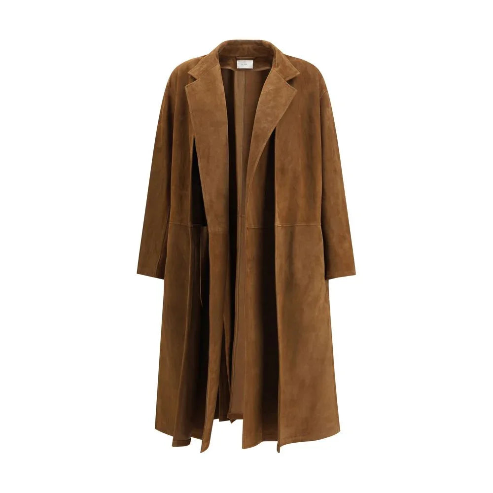 The Row Brown Lamb Leather Coat - Zeiniez