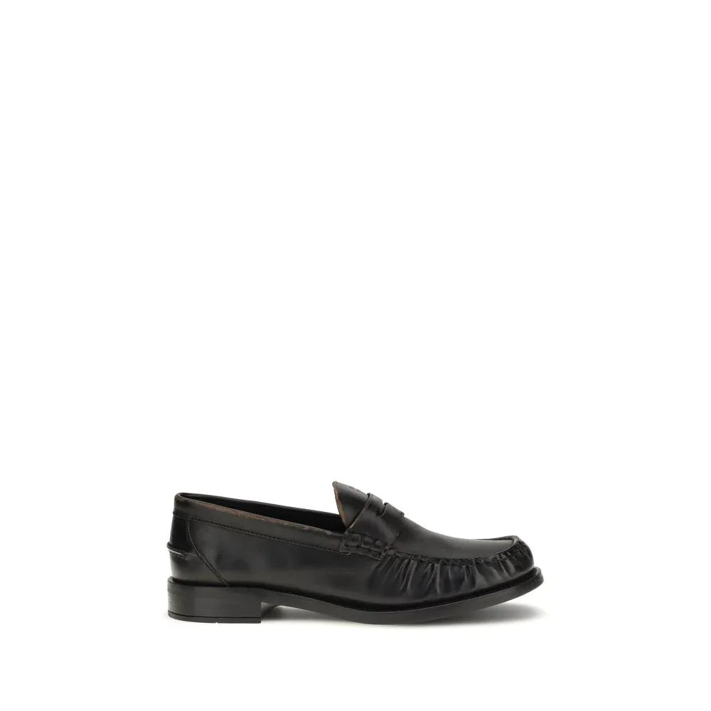 Prada Black Calf Leather Bos Taurus Slip-On Loafers - Zeiniez