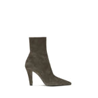 Saint Laurent Gray Calf Leather Bos Taurus Ankle Boots - Zeiniez