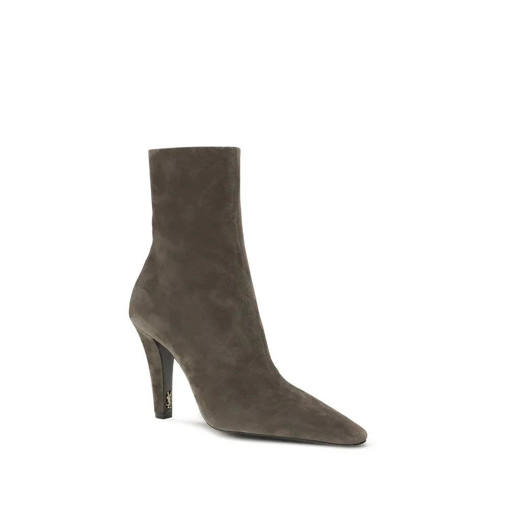 Saint Laurent Gray Calf Leather Bos Taurus Ankle Boots - Zeiniez