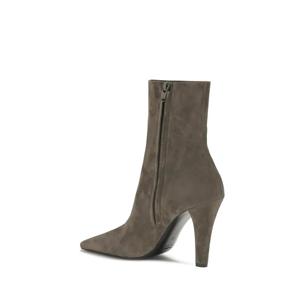 Saint Laurent Gray Calf Leather Bos Taurus Ankle Boots - Zeiniez