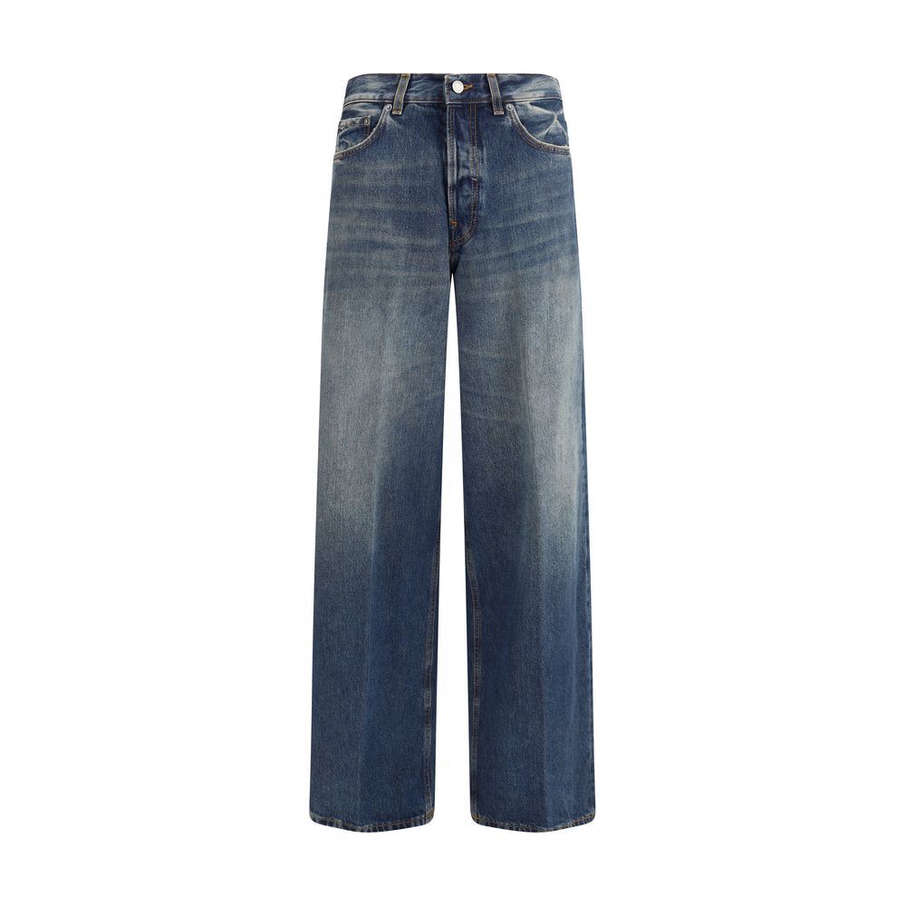 Haikure Blue Cotton Relaxed Fit Jeans