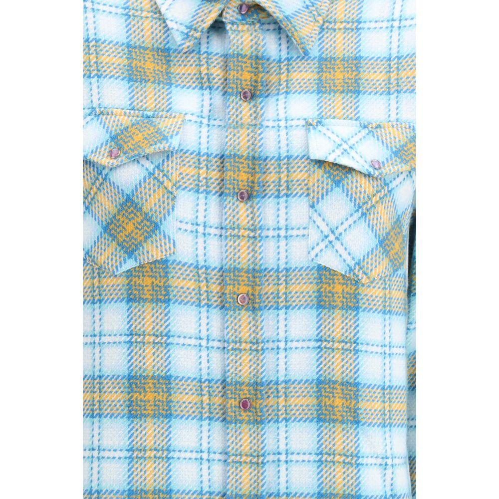 God's True Cashmere Blue Cashmere Pattern Shirt - Zeiniez