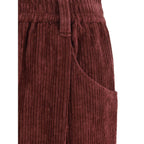 Brunello Cucinelli Bordeaux Cotton Casual Pants