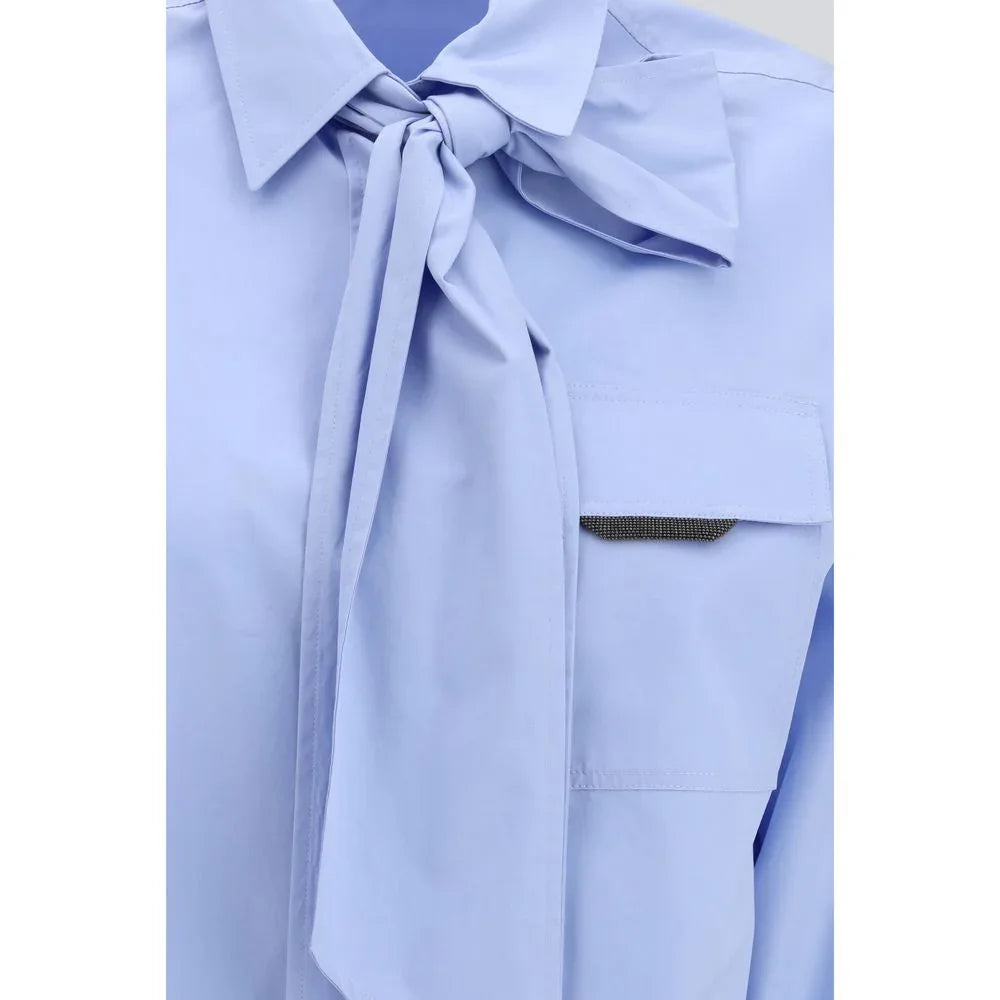 Brunello Cucinelli Blue Cotton Dress Shirt - Zeiniez