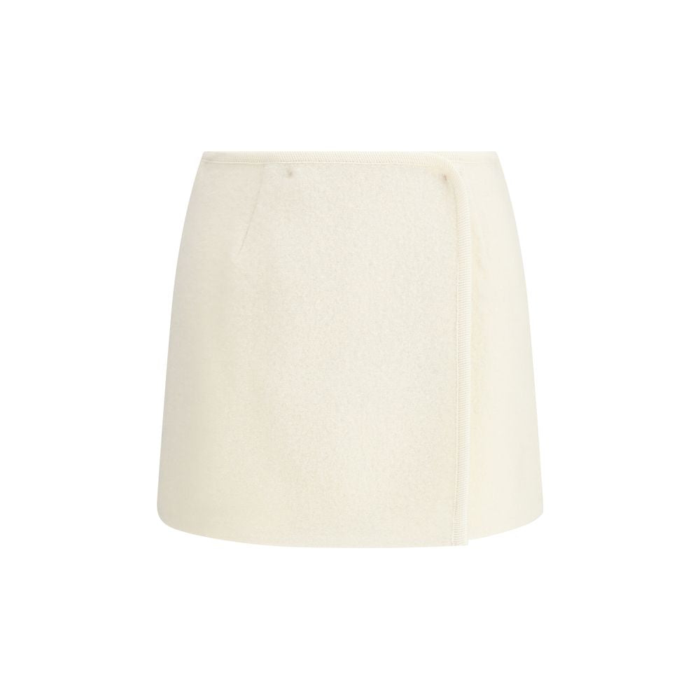 RIER White Fleece Wool Mini Skirt