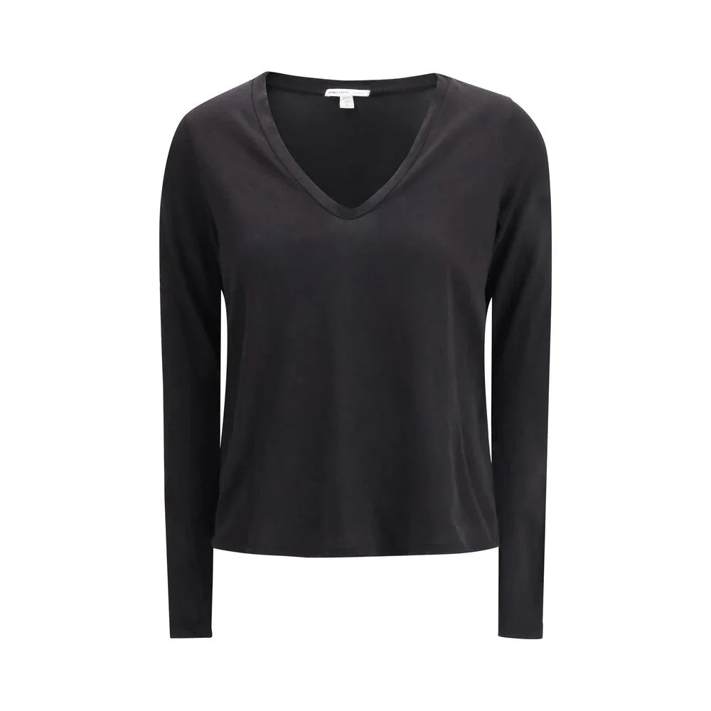 James Perse Black Cotton Long Sleeve T-Shirt - Zeiniez