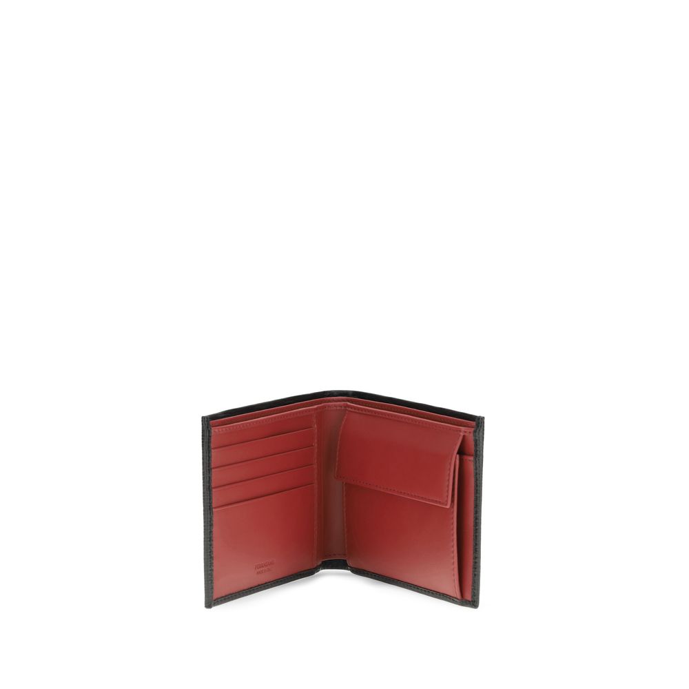 Ferragamo Black Calf Leather Bos Taurus Wallet
