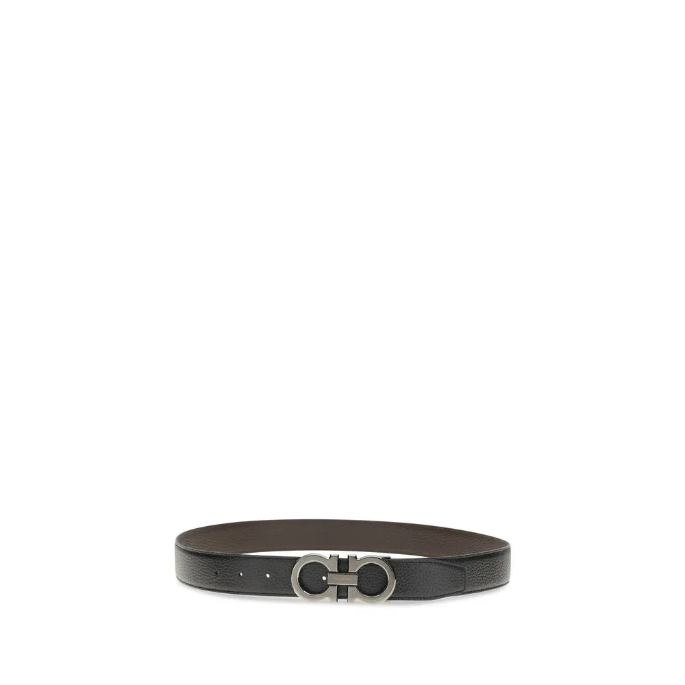 Ferragamo Black Calf Leather Bos Taurus Regular Belt - Zeiniez