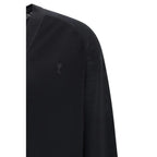 Ami Paris Black Merino Wool Cardigan - Zeiniez