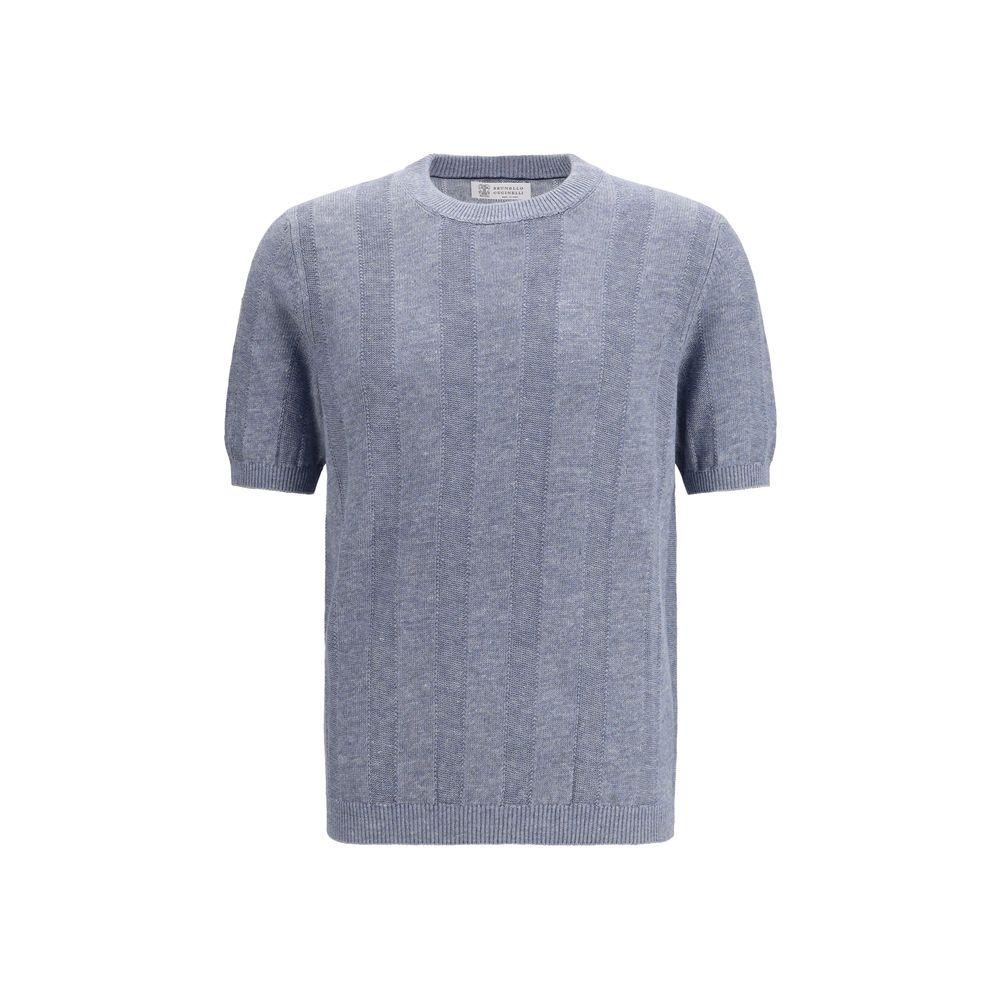 Brunello Cucinelli Blue Linen T-Shirt - Zeiniez