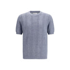 Brunello Cucinelli Blue Linen T-Shirt - Zeiniez