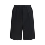 Laneus Black Viscose Bermuda Shorts