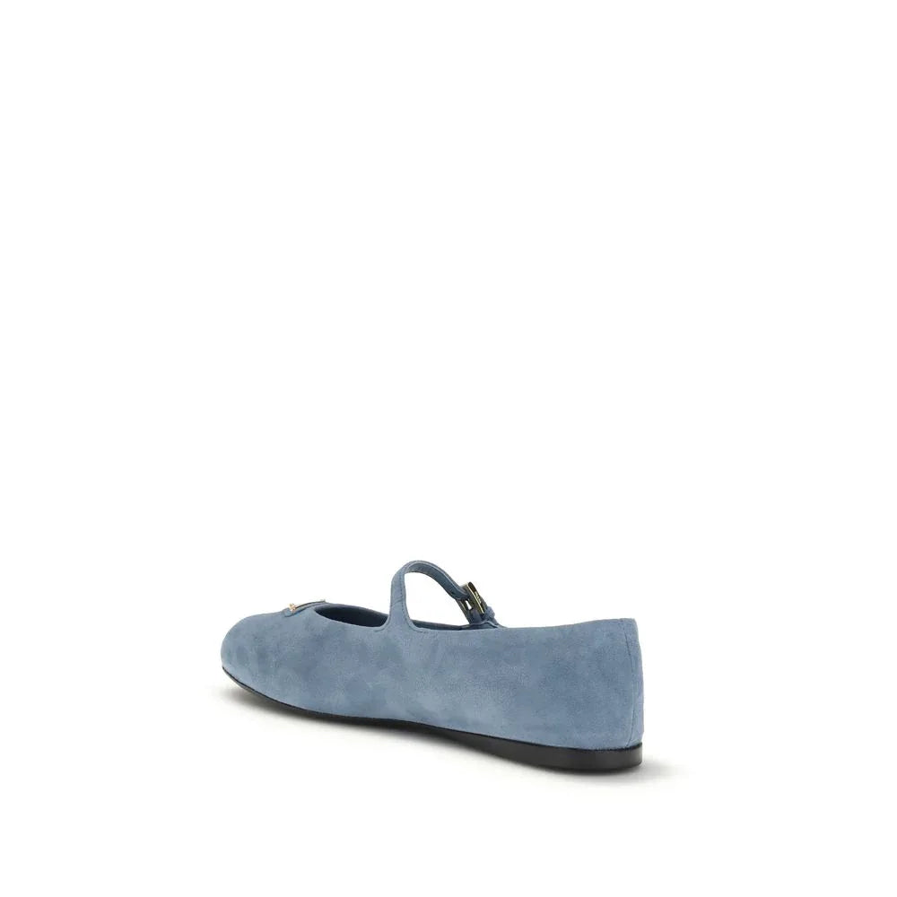Prada Blue Goatskin Ballet Flats - Zeiniez