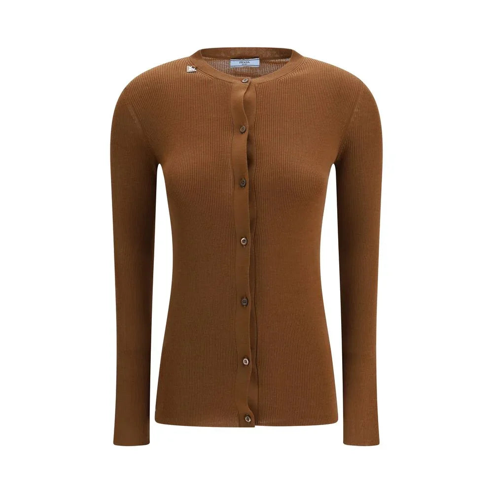 Prada Brown Fleece Wool Cardigan - Zeiniez