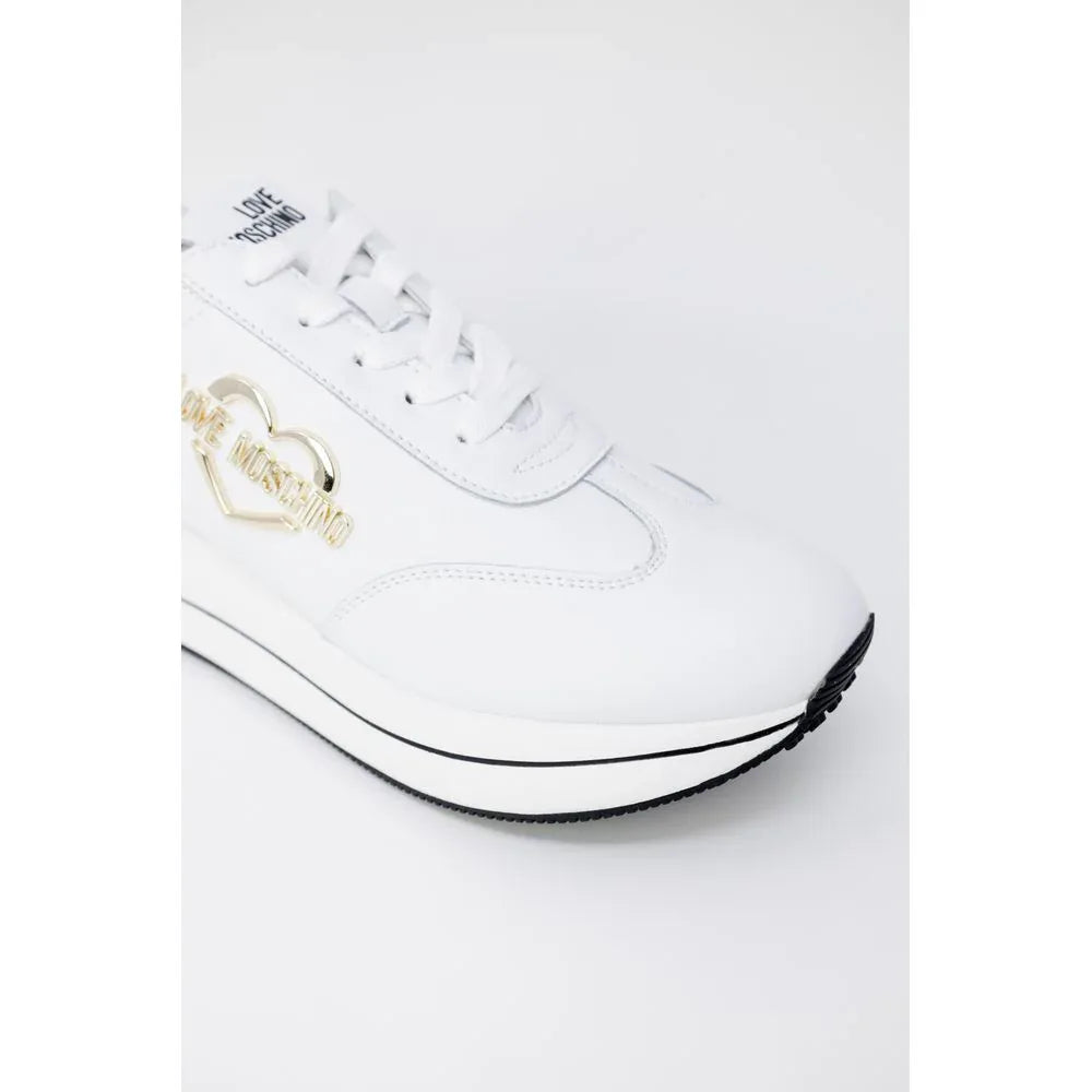 Love Moschino White Leather Low Top Sneakers - Zeiniez