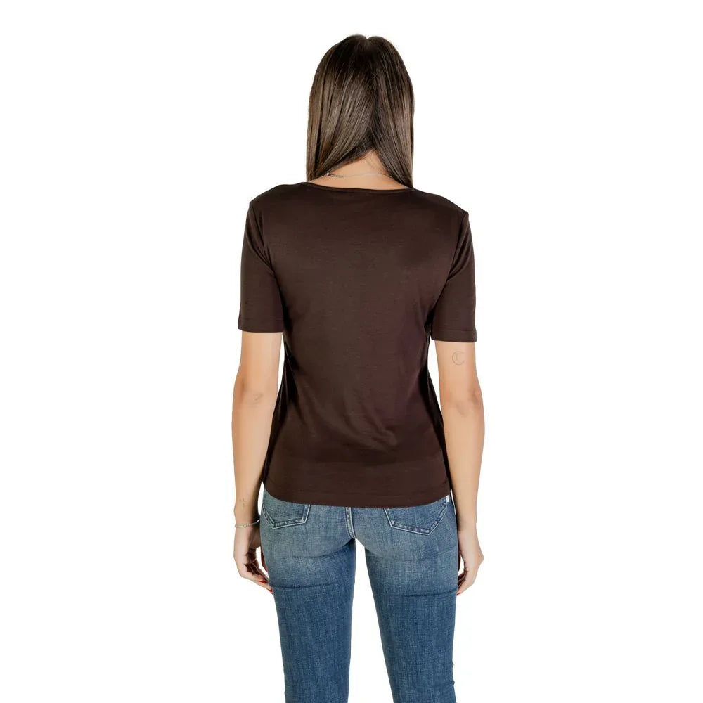 Street One Brown Cotton T-Shirt - Zeiniez