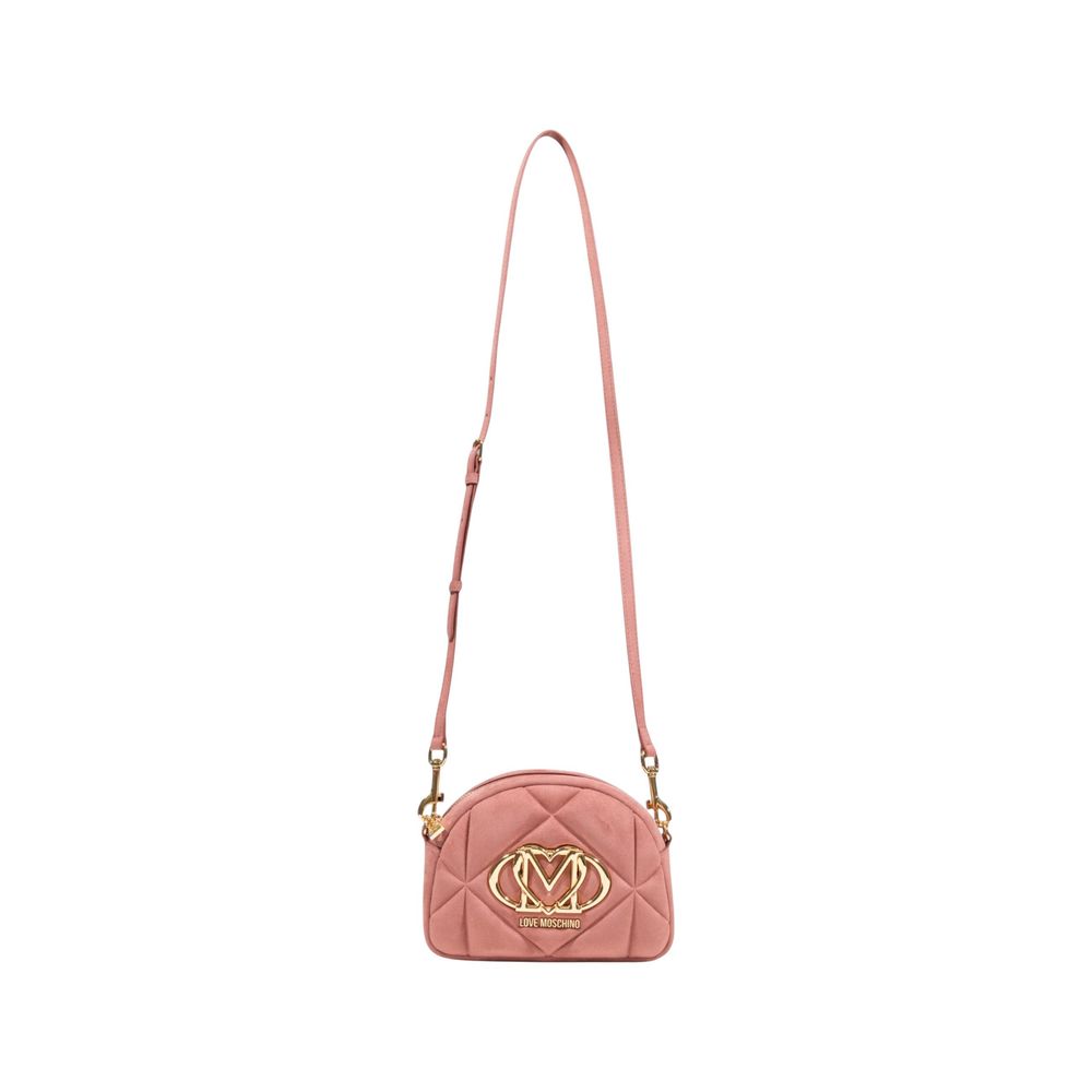 Love Moschino Pink Suede Leather Handbag