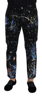 Dolce & Gabbana Black Cotton Color Splash Print Denim Jeans - Zeiniez