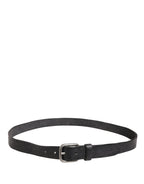 Daniele Alessandrini Men Black Leather Metal Buckle Belt